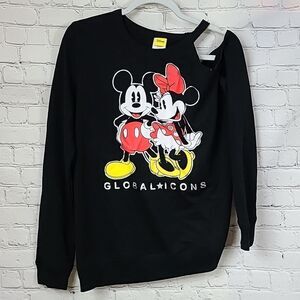 Disney XL 15/17 Mickey and Minnie Mouse French Terry Cold Shoulder Sweatshirt